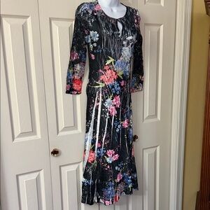 Komarov Black Floral Long Sleeve Dress